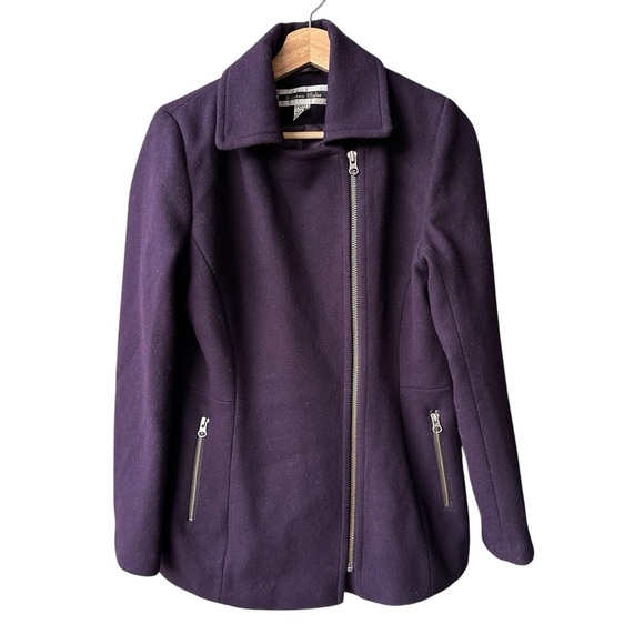 Kristen Blake Jacket Peacoat Purple Wool Zip Preppy Business Academia Sz Medium - Picture 3 of 8